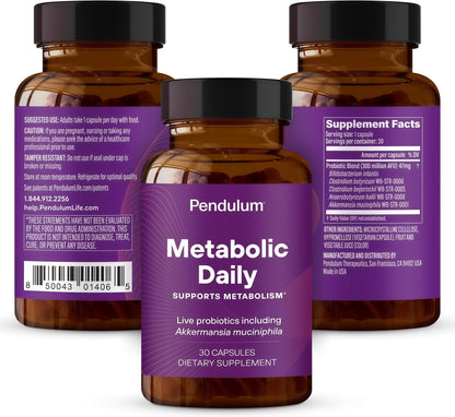 Pendulum Metabolic Daily - Multi-Strain Probiotic with Akkermansia muciniphila to Support Metabolism and Sustain Energy Levels - for Women and Men - 30 Capsules (1 Pack)